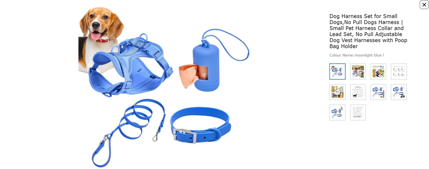 Dog Harness Set for Small Dogs,No Pull Dogs Harness | Small Pet Harness Collar and Lead Set, No Pull Adjustable Dog Vest Harnesses with Poop Bag Holder