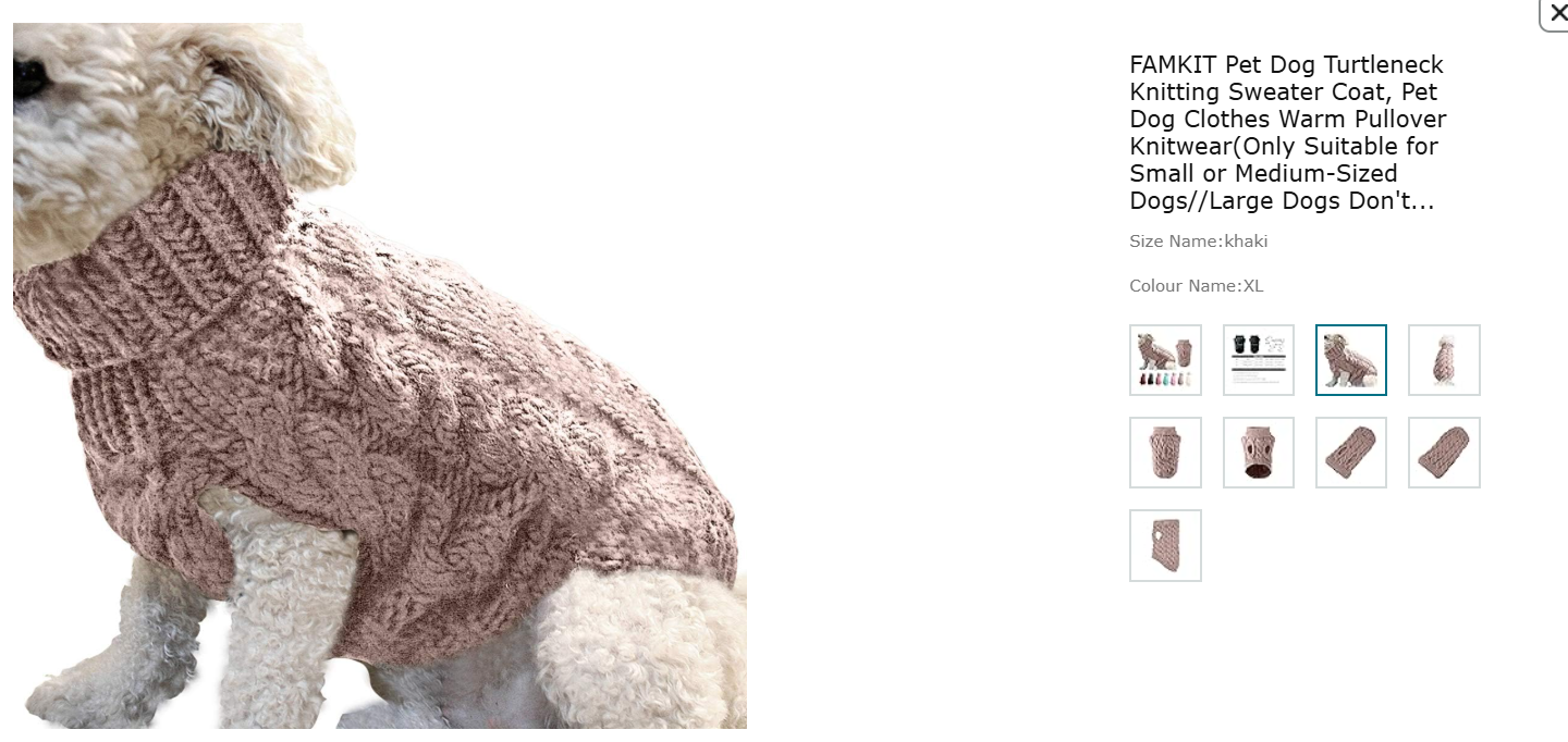 FAMKIT Pet Dog Turtleneck Knitting Sweater Coat, Pet Dog Clothes Warm Pullover Knitwear