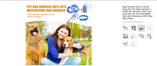 Dog Harness Set for Small Dogs,No Pull Dogs Harness | Small Pet Harness Collar and Lead Set, No Pull Adjustable Dog Vest Harnesses with Poop Bag Holder