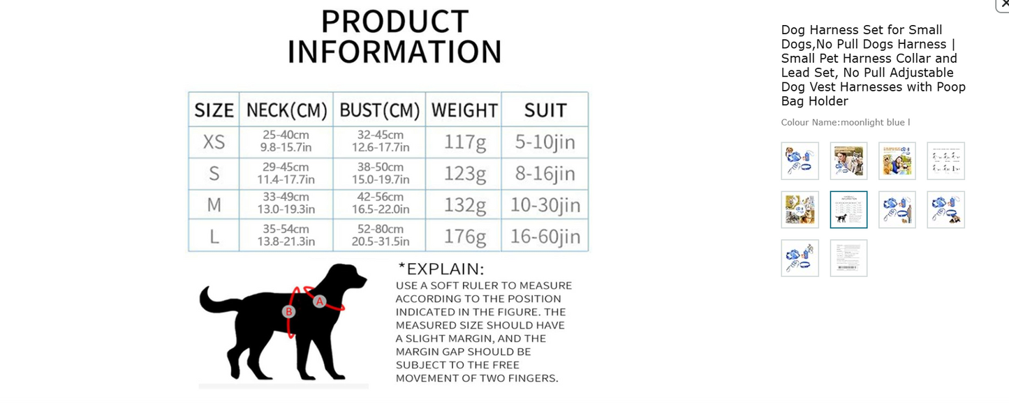 Dog Harness Set for Small Dogs,No Pull Dogs Harness | Small Pet Harness Collar and Lead Set, No Pull Adjustable Dog Vest Harnesses with Poop Bag Holder